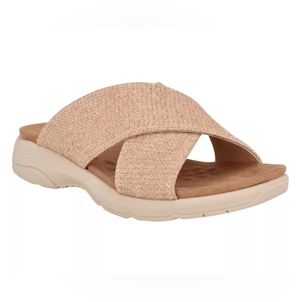 EASY SPIRIT Women's Taite Square Toe Casual Flat Sandals Light Natural 7…